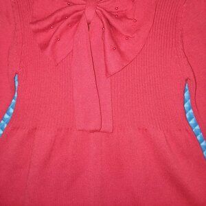 Soft rib-knit bow dress, bright red, NEW WITH TAG